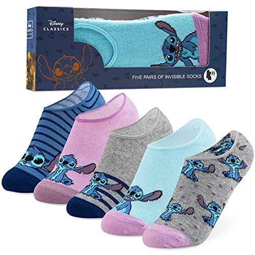 Disney Calcetines Tobilleros Mujer de Stitch, Pack de 5 Pares de Calcetines Invisibles Mujer, Regalos Originales Para Mujer