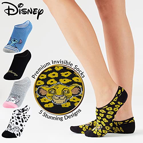 Disney Calcetines Tobilleros Mujer, Pack de 5 Pares de Calcetines Invisibles Mujer, Regalos Originales Para Mujer