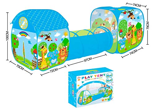 DISOK - Tunel Zoo Animales Plegable 3 en 1 Bebé Infantil. Aventura Túnel Tienda Plegable Interior Al Aire Libre Juego