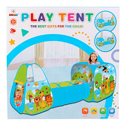 DISOK - Tunel Zoo Animales Plegable 3 en 1 Bebé Infantil. Aventura Túnel Tienda Plegable Interior Al Aire Libre Juego