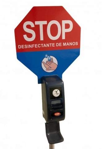 Dispensador de pie Gel Hidroalcohólico Desinfectante de Manos para Comercios y Oficinas. Incluye Cartel . Dispensador de Gel Desinfectante