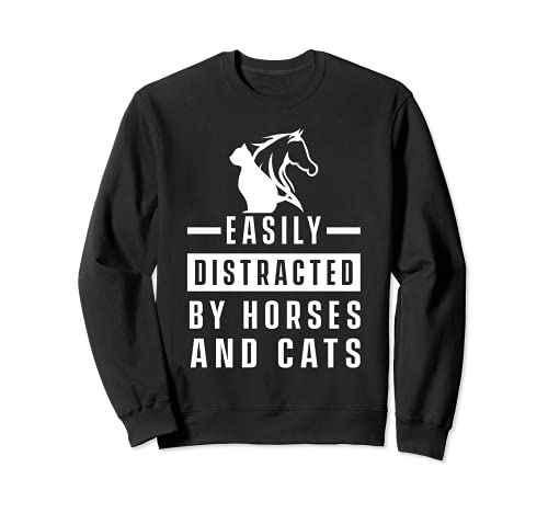 Distraído Por Caballos Gatos Montar Caballo Montar Pony Sudadera