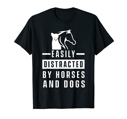 Distraído Por Caballos Perros Montar Caballo Montar Pony Camiseta