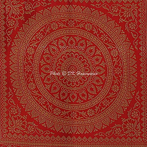 DK Homewares Indian Tradicional Sala Decoración 30 X 15 Pulgadas Abrazando Funda De Almohada Seda Brocado Floral Mandala Cilíndrico Funda De Cojín Cervical (Rojo ; 76X38 Cm) -Conjunto De 2 Piezas