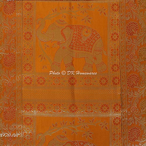 DK Homewares Tradicional Festival Decoración 76 X 38 Cm Fundas De Almohada De Yoga Seda Brocado Jacquard Floral Elefante Cilíndrico Funda De Cojín Cilíndrico (Marrón ; 30 X 15 Pulgadas) -1 Pc