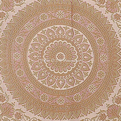 DK Homewares Tradicional Habitación De Niños Decoración 30 X 15 Pulgadas Funda De Almohada De Viaje Seda Brocado Floral Mandala Cilíndrico Funda De Cojín Cervical (Blanco ; 76 X 38 Cm) -1 Pc