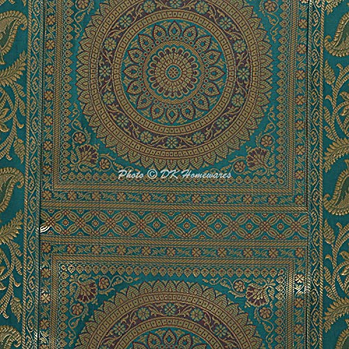 DK Homewares Traditional Sala Decoración 76X38 Cm Funda De Almohada Ortopédica Seda Brocado Floral Mandala Cilíndrico Funda De Cojín De Cuello (Verde ; 30 X 15 Pulgadas) -Conjunto De 2 Piezas