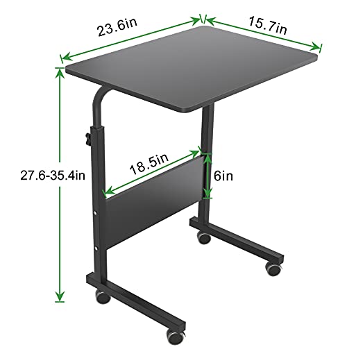 DlandHome 60 * 40 cm Ajustable Mesa de Ordenador Portatil con Ruedas Sofá Mesa Mesas de Centro, Negro