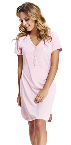 dn-nightwear - Camisón de lactancia/maternidad, para mujer, 100% algodón Rosa. L