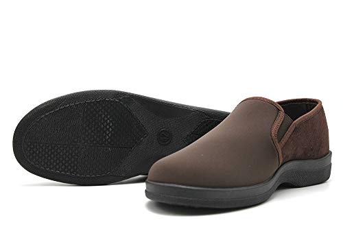 DOCTOR CUTILLAS - Zapatillas de casa Ancho Especial para pies delicados, Suela de Goma para: Hombre Color: Marron Talla:42