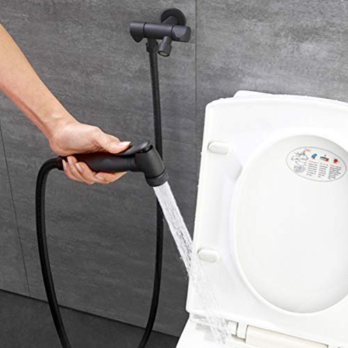 DOITOOL kit de rociador de bidé de mano para inodoro rociador de pañales de tela de acero inoxidable para accesorios de inodoros bidet rociador de ducha portátil accesorios de bidets (negro)