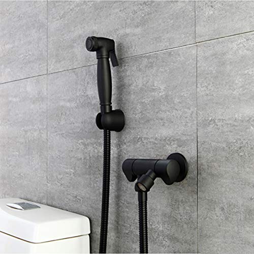 DOITOOL kit de rociador de bidé de mano para inodoro rociador de pañales de tela de acero inoxidable para accesorios de inodoros bidet rociador de ducha portátil accesorios de bidets (negro)