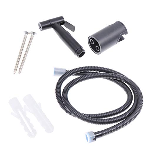 DOITOOL kit de rociador de bidé de mano para inodoro rociador de pañales de tela de acero inoxidable para accesorios de inodoros bidet rociador de ducha portátil accesorios de bidets (negro)