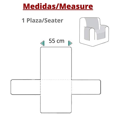 Domum - Funda de Butaca Orejera y Sillón Reclinable | Fabricado en España | Color Gris, 1 Plaza | Cubre Sofá Reversible y Acolchado | Protege del Desgaste Diario y del Paso de Mascotas