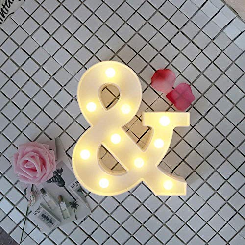 DON LETRA Símbolo & Luminoso Decorativo para Boda, Combinación de Letras Luminosas Decorativas, Decoración del Hogar, Regalos para Ella, Altura de 22cm, Color Blanco - Símbolo &