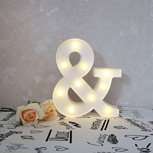 DON LETRA Símbolo & Luminoso Decorativo para Boda, Combinación de Letras Luminosas Decorativas, Decoración del Hogar, Regalos para Ella, Altura de 22cm, Color Blanco - Símbolo &