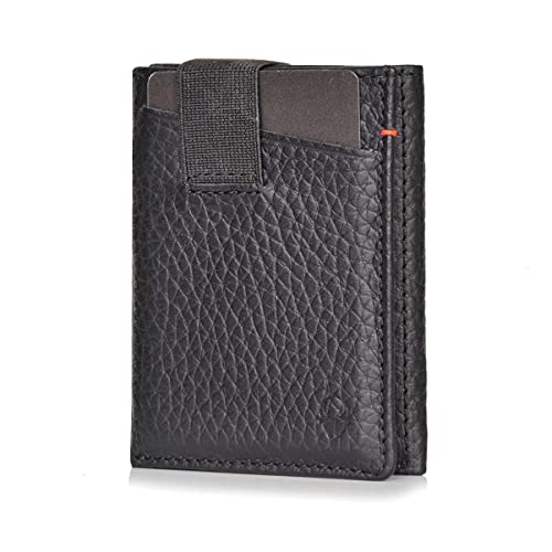 DONBOLSO® Wallet 2 I Cartera «Slim» con Compartimento para Monedas I Monedero con protección RFID I hasta 12 Tarjetas I Minicartera Unisex I Monedero I Napa Granulada, Color Negro