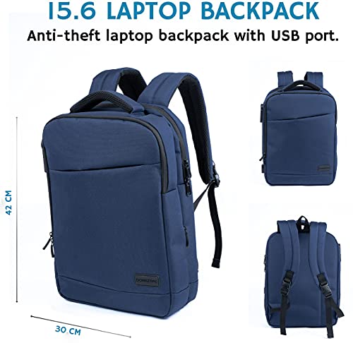 DONKEY PC - Maletín Ordenador portátil antirrobo de hasta 15.6 Pulgadas con Puerto USB. Mochila compacta de Viaje, Estudios o Trabajo. Mochila Funda portátil Hombre y Mujer. (Azul)