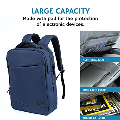 DONKEY PC - Maletín Ordenador portátil antirrobo de hasta 15.6 Pulgadas con Puerto USB. Mochila compacta de Viaje, Estudios o Trabajo. Mochila Funda portátil Hombre y Mujer. (Azul)