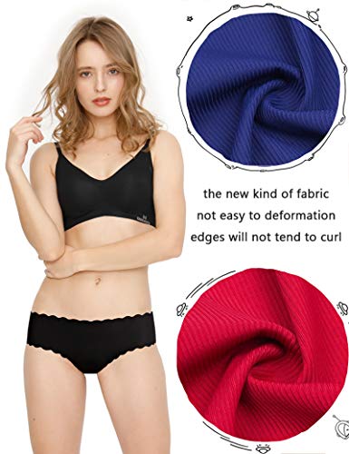 Donppa Bragas para Mujer Pack sin Costuras Invisible Braguitas Microfibra Rayas Brief Bikini Culotte,Pack de 6 (Multicolor XS )