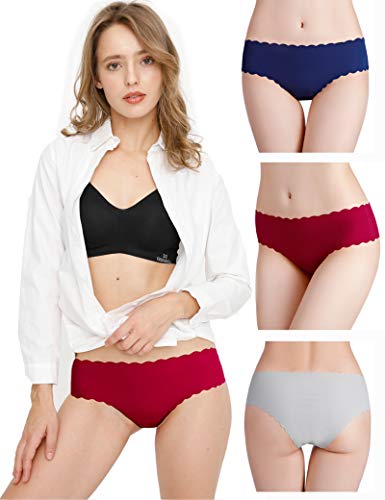 Donppa Bragas para Mujer Pack sin Costuras Invisible Braguitas Microfibra Rayas Brief Bikini Culotte,Pack de 6 (Multicolor XS )