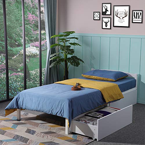 DORAFAIR Juego de 2 cajones para cama con ruedas blancas, 90 x 47 x 27 cm, color blanco