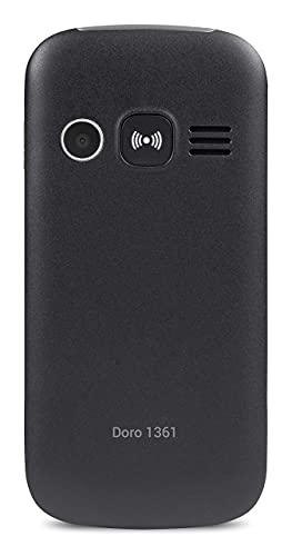 Doro 1361 Easy - Teléfono Móvil ( memoria interna de 32, 8 MB RAM, dual sim, camara 2 MP), incluye base de carga, negro