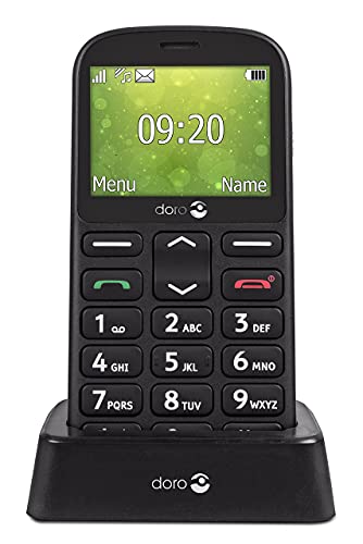 Doro 1361 Easy - Teléfono Móvil ( memoria interna de 32, 8 MB RAM, dual sim, camara 2 MP), incluye base de carga, negro