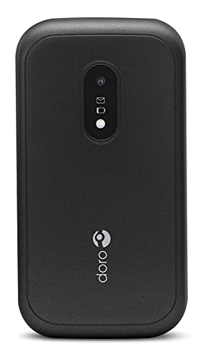 Doro 6040 Teléfono Móvil 2G con Tapa para Mayores con Teclas Grandes, Botón SOS con Geolocalización y Base de Carga [Versión Española y Portuguesa] (Negro)