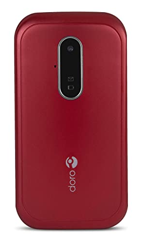 Doro 6620 Teléfono Móvil 3G de Concha para Mayores con Teclas Grandes y Hablantes, Botón SOS con GPS y Base de Carga [Versión Española y Portuguesa] (Rojo)