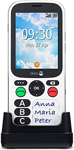 Doro 780X Teléfono Móvil 4G Dual SIM para Mayores con Teclado Simplificado, Botón de Asistencia, GPS y Base de Carga Ideal para Pérdida de Memoria [Versión Española y Portuguesa] (Blanco)