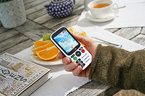 Doro 780X Teléfono Móvil 4G Dual SIM para Mayores con Teclado Simplificado, Botón de Asistencia, GPS y Base de Carga Ideal para Pérdida de Memoria [Versión Española y Portuguesa] (Blanco)