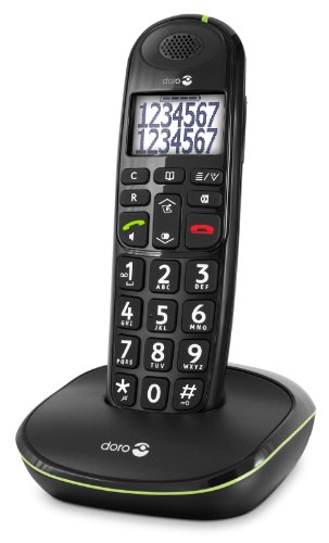 Doro PhoneEasy 110 Teléfono Inalámbrico DECT para Personas Mayores con Teclas Grandes Parlantes, Función de Llamada Interna y Audio Amplificado [Versión Española y Portuguesa] (X 1 / Negro)