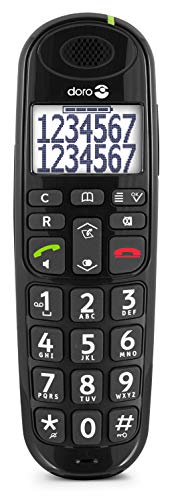 Doro PhoneEasy 110 Teléfono Inalámbrico DECT para Personas Mayores con Teclas Grandes Parlantes, Función de Llamada Interna y Audio Amplificado [Versión Española y Portuguesa] (X 1 / Negro)