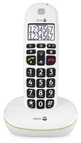 Doro PhoneEasy 110 Teléfono Inalámbrico DECT para Personas Mayores con Teclas Grandes Parlantes, Función de Llamada Interna y Audio Amplificado [Versión Española y Portuguesa] (X 1 / Blanco)