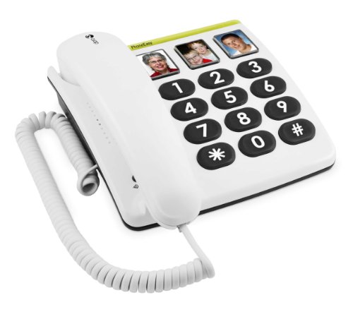 Doro PhoneEasy 331ph Teléfono Fijo con Cable para Personas Mayores con Teclas Grandes, Marcación Rápida y Compatible con Audífonos (Blanco) [Versión Española y Portuguesa]