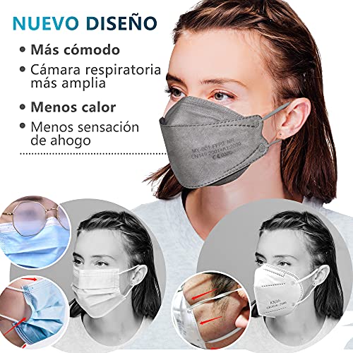 DOUBLE M Mascarillas FFP2 NR Certificación CE 0370 Uso No Médico 3, 5, 10, 20, 50 o 100 pcs, filtración ≥ 95%, comoda ligera, Filtro Multicapa, Uso Personal, Mascarillas Facial Protección