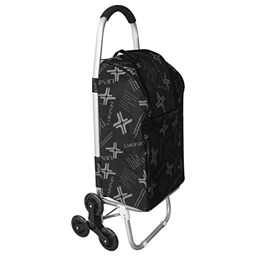 Doubleblack Carrito para subir escaleras con carrito de compras de 6 ruedas con línea de aislamiento térmico para ropa de mercado Capacidad máxima 50 kg - Negro