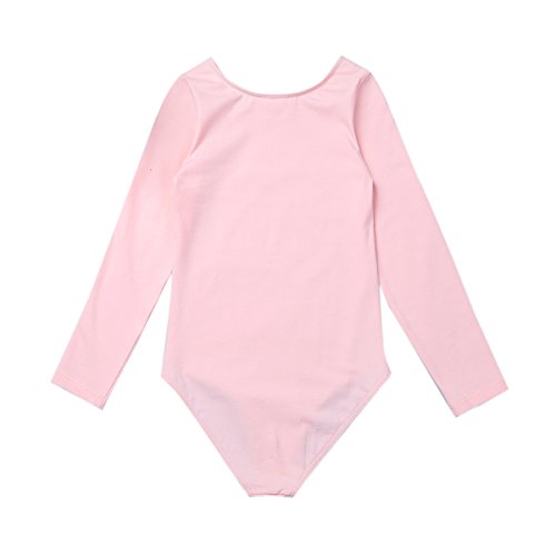 dPois Maillot Ballet para Niña Maillot de Danza Leotardo Manga Larga Disfraz Bailarina Vestido Tutú Traje de Ballet Gimnasia Yoga Básico Niña 2Pcs Rosa Perla 5-6 años