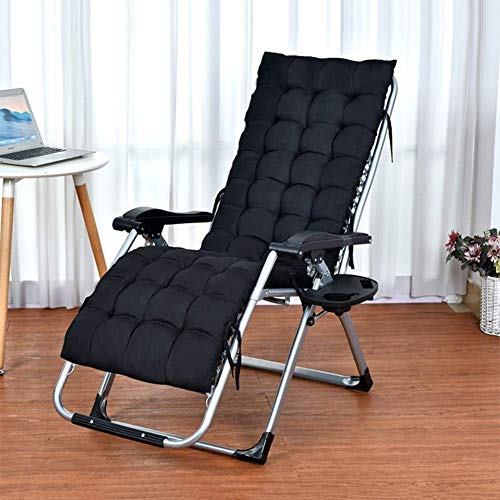 DQCHAIR Cómoda terraza reclinable de Gravedad Cero Sillón reclinable Plegable Plegable Sillón reclinable de Playa Silla reclinable de Playa Extra Ancha con Cojines (Color : Negro)