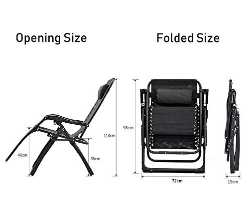 DQCHAIR Sillas de Gravedad Cero Sillas extragrandes de Gravedad Cero for Personas de Trabajo Pesado, sillones reclinables de Patio Extra Anchos Tumbona for Tomar el Sol en la Playa, Soporte 440 lbs.