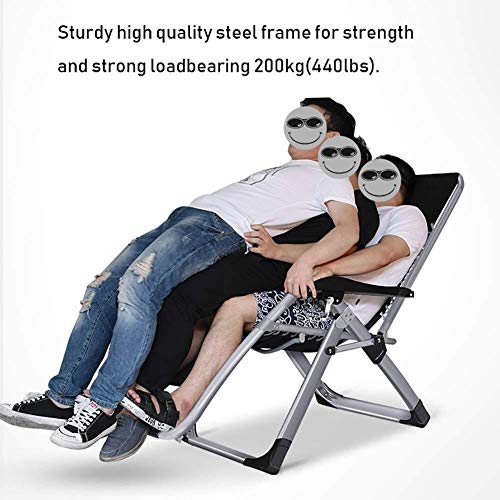 DQCHAIR Sillas de Gravedad Cero Sillas extragrandes de Gravedad Cero for Personas de Trabajo Pesado, sillones reclinables de Patio Extra Anchos Tumbona for Tomar el Sol en la Playa, Soporte 440 lbs.