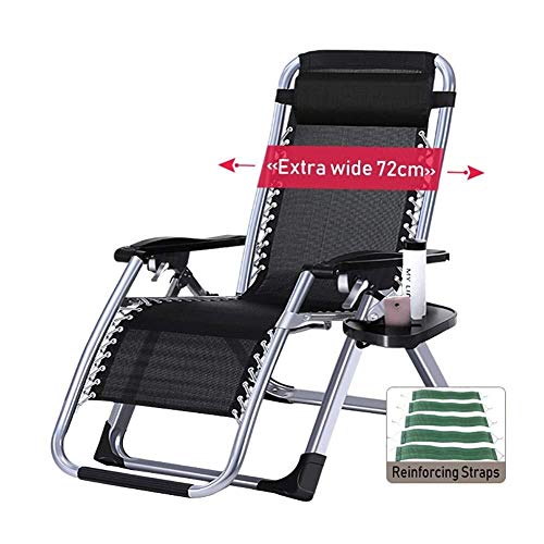 DQCHAIR Sillas de Gravedad Cero Sillas extragrandes de Gravedad Cero for Personas de Trabajo Pesado, sillones reclinables de Patio Extra Anchos Tumbona for Tomar el Sol en la Playa, Soporte 440 lbs.