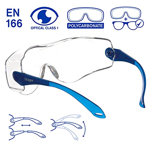 Dräger X-pect 8120 | Cubregafas protectoras | Lentes de seguridad con patillas ajustables| Para laboratorio, agricultura, industria