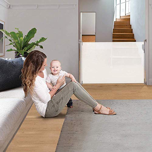 Dreambaby® G8201BB (0-140cm) - Barrera de Seguridad Extensible/Retráctil para Puertas y Escaleras. Extra Alta, Reubicable, para Uso en Interiores y Exteriores. Nueva Versión 2019! (Color: Blanco)