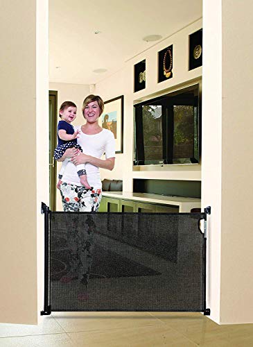 Dreambaby® G9431BB (0-140cm) - Barrera de Seguridad Extensible/Retráctil para Puertas y Escaleras. Extra Alta, Reubicable, para Uso en Interiores y Exteriores. Nueva Versión 2019! (Color: Negro)