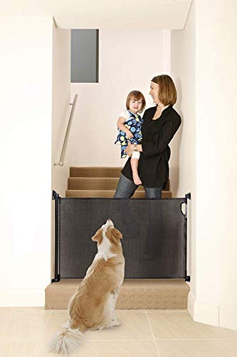 Dreambaby® G9431BB (0-140cm) - Barrera de Seguridad Extensible/Retráctil para Puertas y Escaleras. Extra Alta, Reubicable, para Uso en Interiores y Exteriores. Nueva Versión 2019! (Color: Negro)