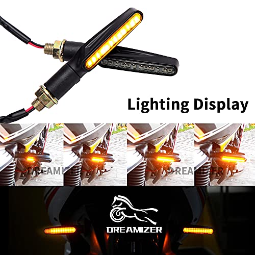 DREAMIZER 4PCS Luces de Señal de Giro de la Motocicleta, Universales 12V Ámbar Agua que Fluye de Luces Corrientes LED Moto Luces Indicator para Moto Scooter Quad Cruiser Off Road