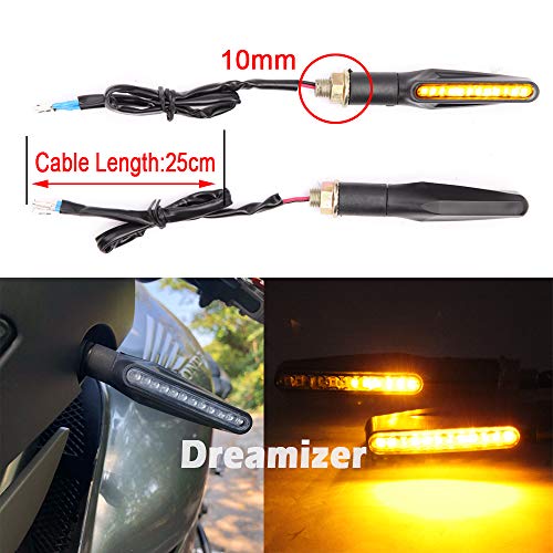 DREAMIZER 4PCS Luces de Señal de Giro de la Motocicleta, Universales 12V Ámbar Agua que Fluye de Luces Corrientes LED Moto Luces Indicator para Moto Scooter Quad Cruiser Off Road