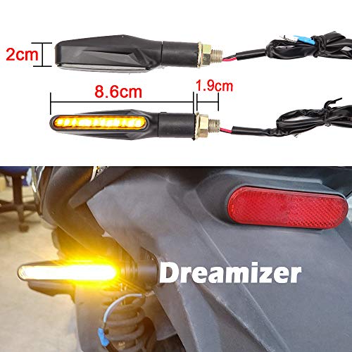 DREAMIZER 4PCS Luces de Señal de Giro de la Motocicleta, Universales 12V Ámbar Agua que Fluye de Luces Corrientes LED Moto Luces Indicator para Moto Scooter Quad Cruiser Off Road